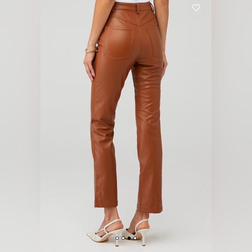 Bardot Cognac Vegan Leather Pants - Picture 3 of 3